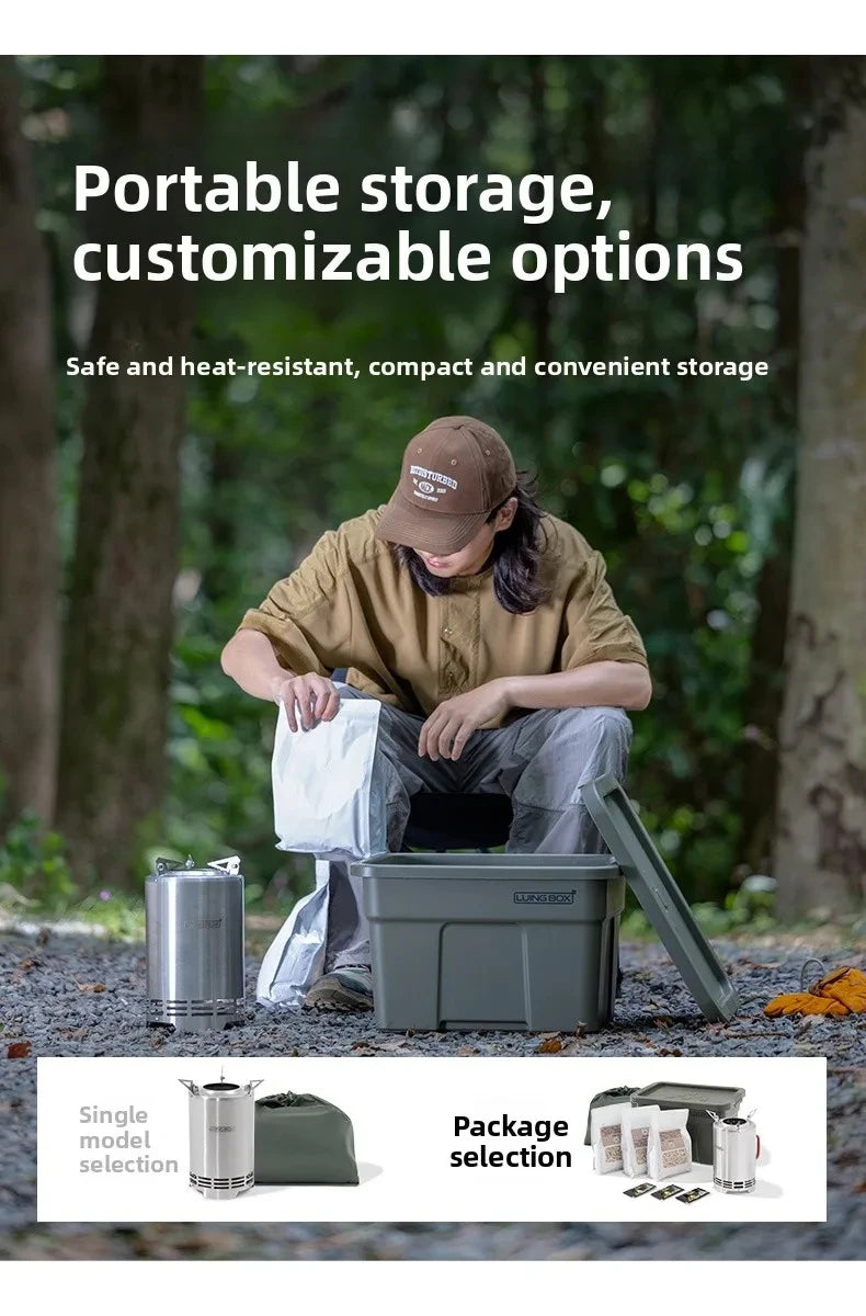Wood Camping Stove Portable Table Top Fire Pit 6.3" Stainless Steel Smokeless Outdoor Hot Tent Stove Fueled by Pellets or Wood