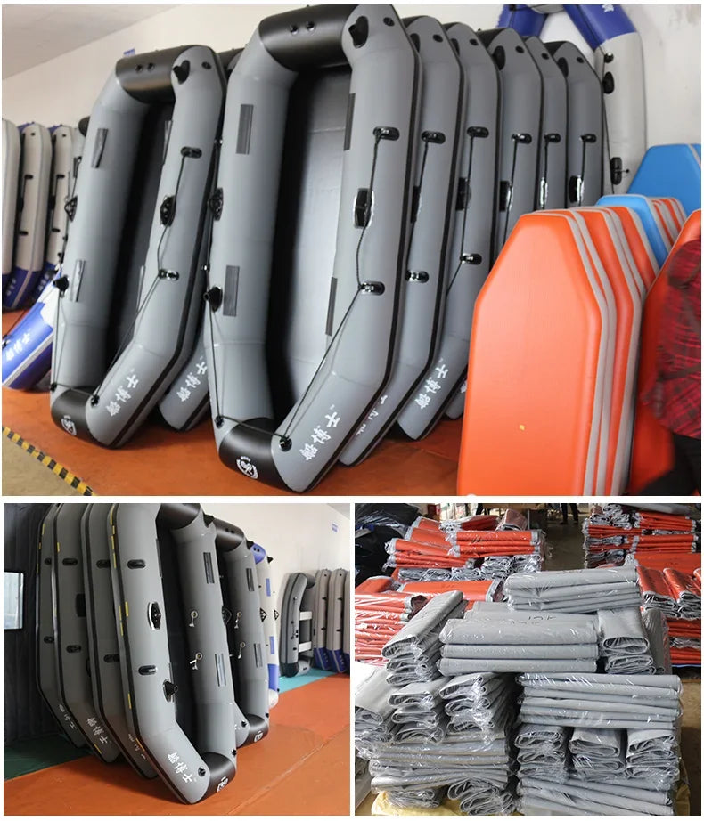 New Grey Inflatable Boat for River Lake for Adult PVC Inflatable Boat with Air Deck 0.7mm Thickness Inflatable Fishing Raft