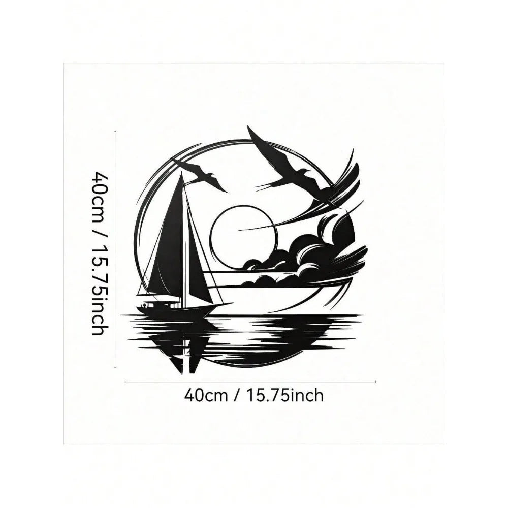 Nautical Home Gift Idea - Waterproof Sailboat Metal Wall Decoration for Modern Spaces
