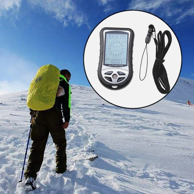 6-in-1 Outdoor Multifunction Digital Meter Handheld Altimeter/Barometer/Compass/Thermometer for Hiking Camping Portable  Design