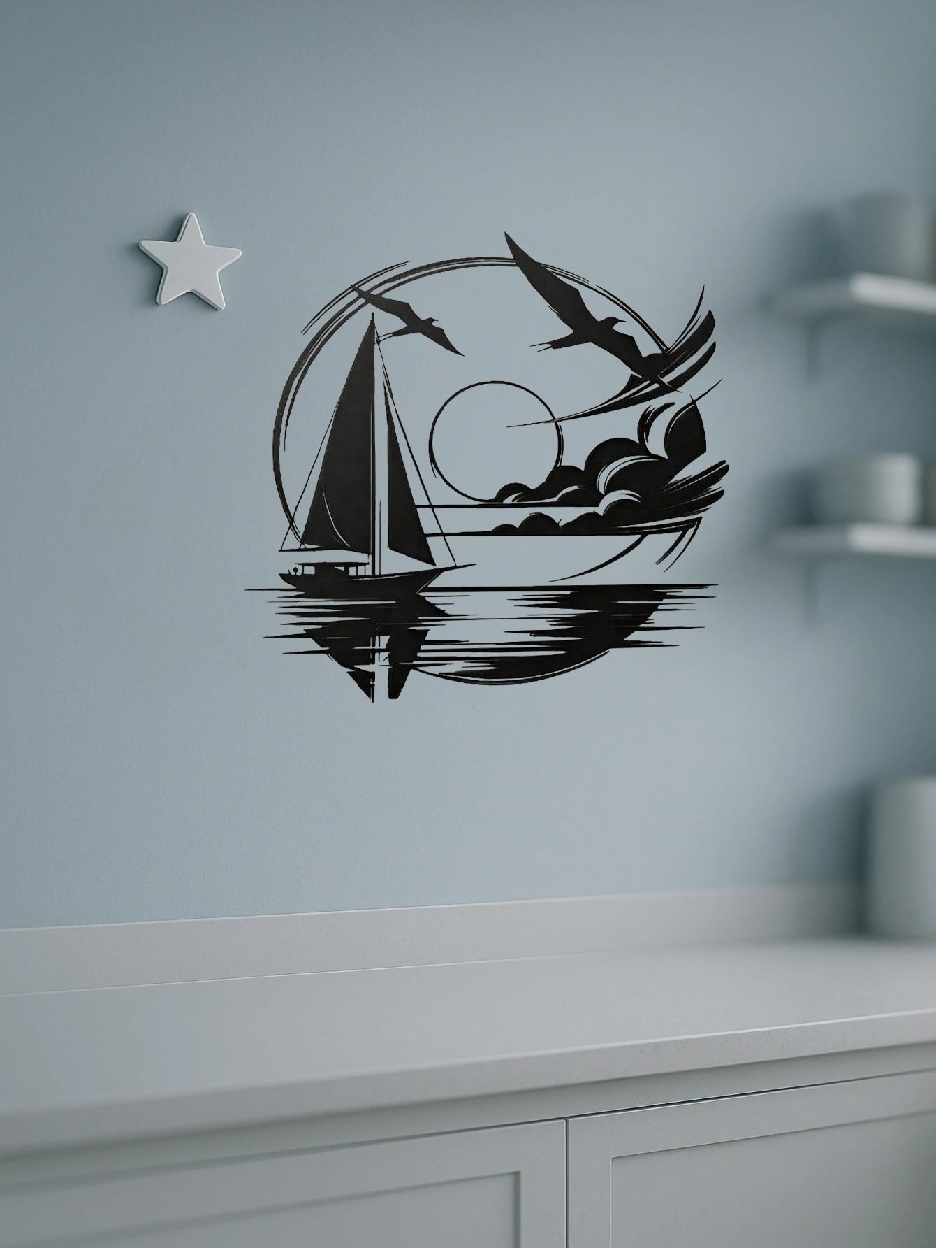 Nautical Home Gift Idea - Waterproof Sailboat Metal Wall Decoration for Modern Spaces