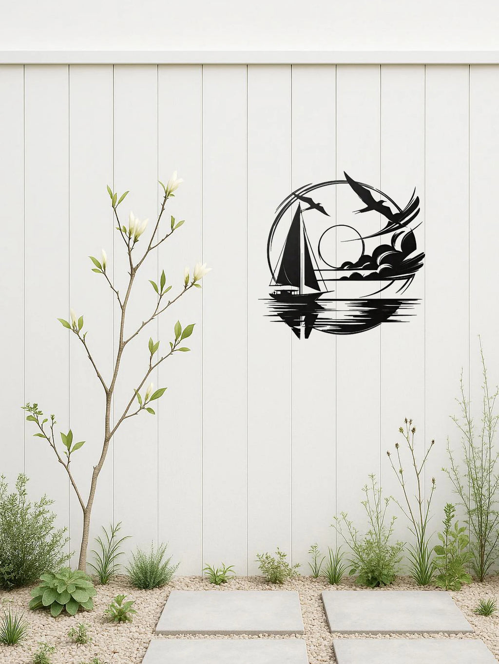 Nautical Home Gift Idea - Waterproof Sailboat Metal Wall Decoration for Modern Spaces