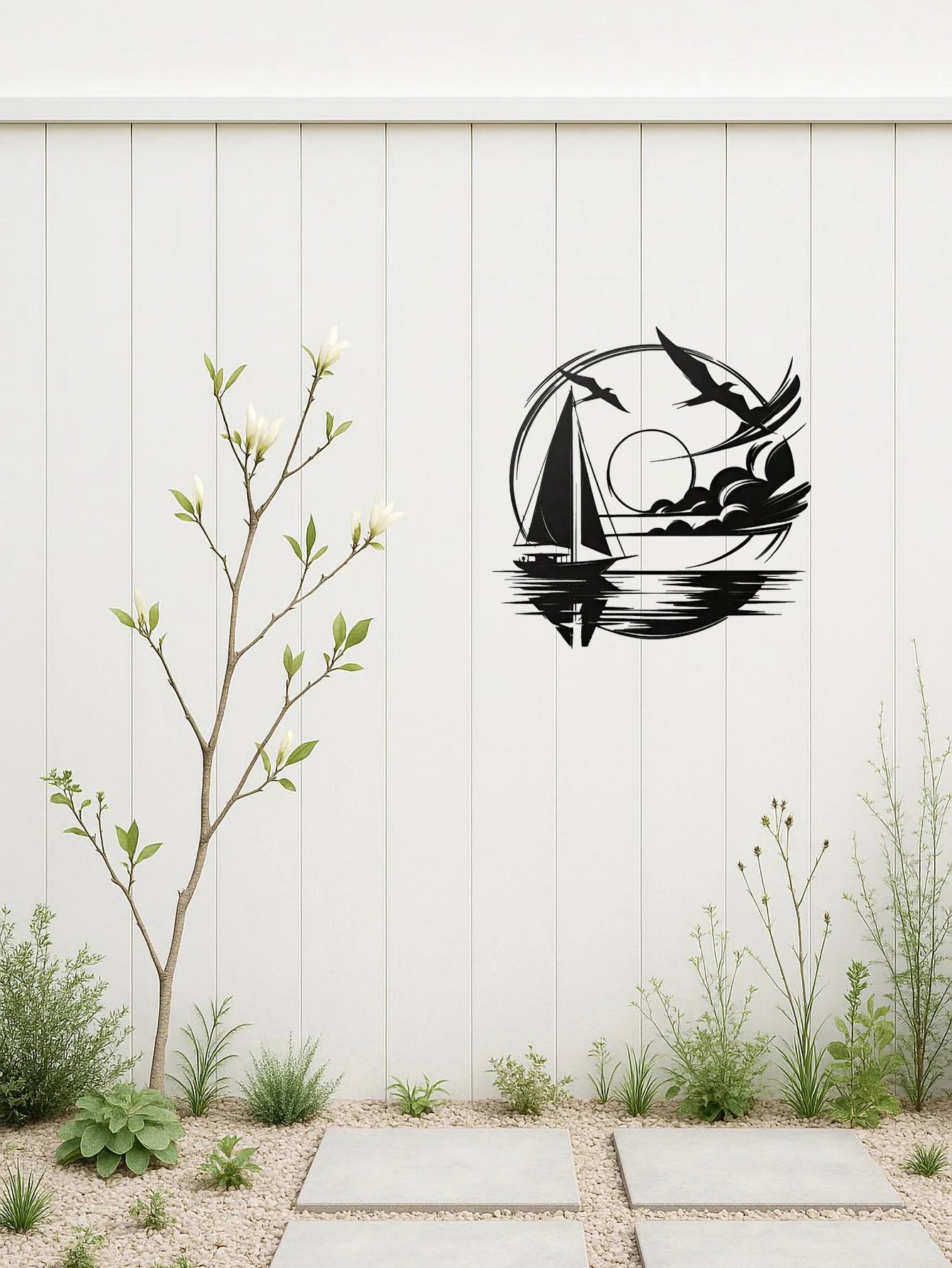 Nautical Home Gift Idea - Waterproof Sailboat Metal Wall Decoration for Modern Spaces