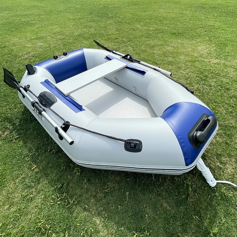 Inflatable Boat Raft Set, 1 Person Fishing Kayak, Force Rowing Canoe, Folding Dinghy with Free Accessories