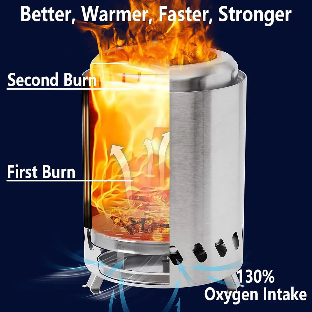 Wood Burner Stove Portable Firewood Stove Stainless Steel Outdoor Camping Smokeless stove Mini fire stove campfire stove