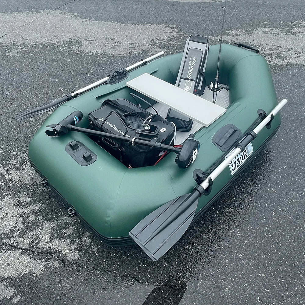 Inflatable Boat Raft Set, 1 Person Fishing Kayak, Force Rowing Canoe, Folding Dinghy with Free Accessories