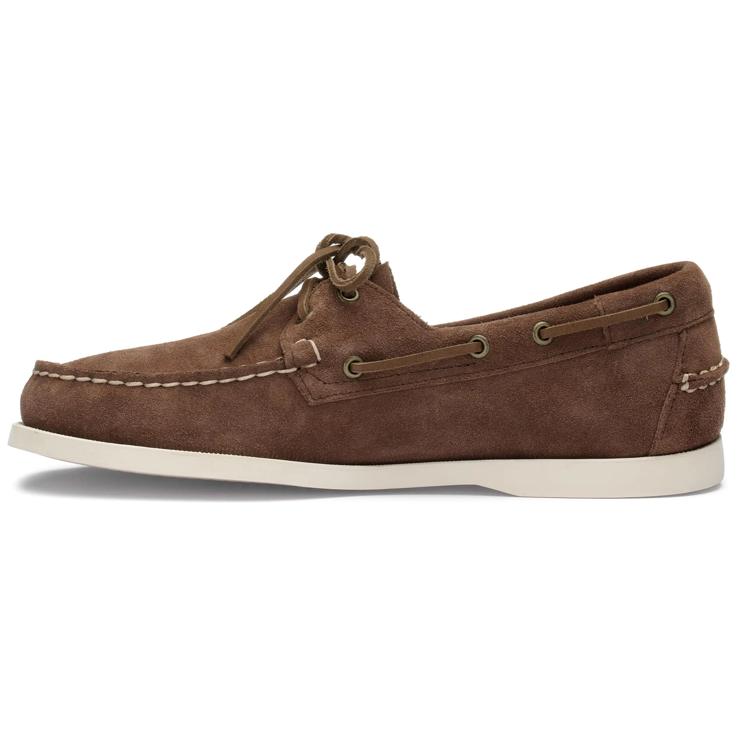 Sebago Portland Roughout Boat Shoes - Handsewn Roughout Leather Moccasins with Leather Sock Lining and Non-Marking Non-Slip Siped Rubber Outsoles Dark Brown - 8.5 Regular