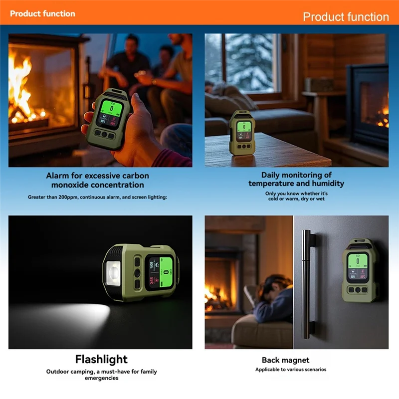B84B-Carbon Monoxide Detector With Alarm Carbon Monoxide Sensor Portable Temp Humidity Meter Temp Humidity Meter For Home Indoor