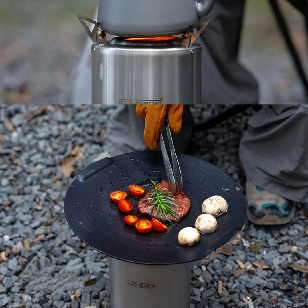 Wood Camping Stove Portable Table Top Fire Pit 6.3" Stainless Steel Smokeless Outdoor Hot Tent Stove Fueled by Pellets or Wood