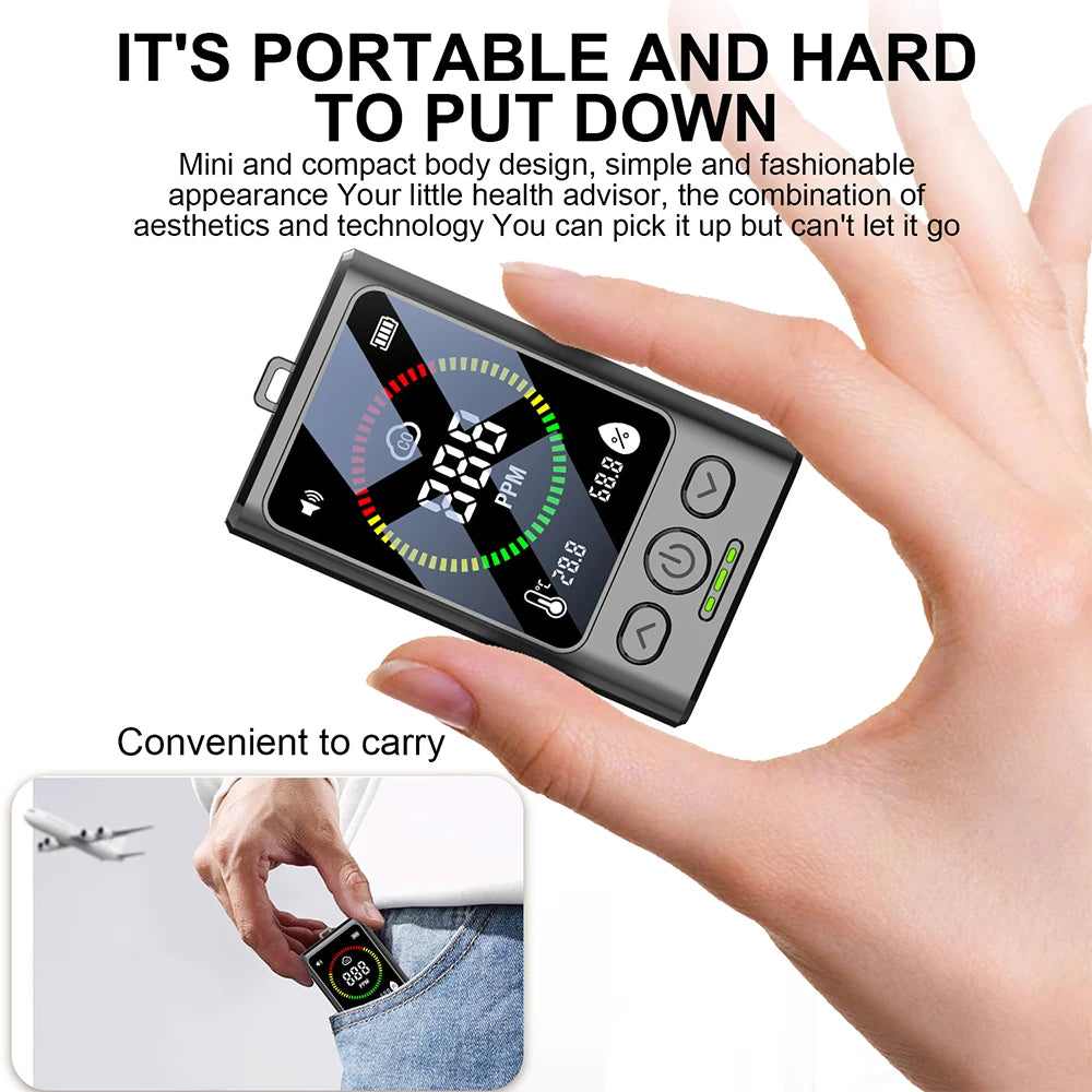 Portable Carbon Monoxide Detector Rechargeable Digital Carbon Monoxide Alarm Suitable for homes, garages and offices etc.