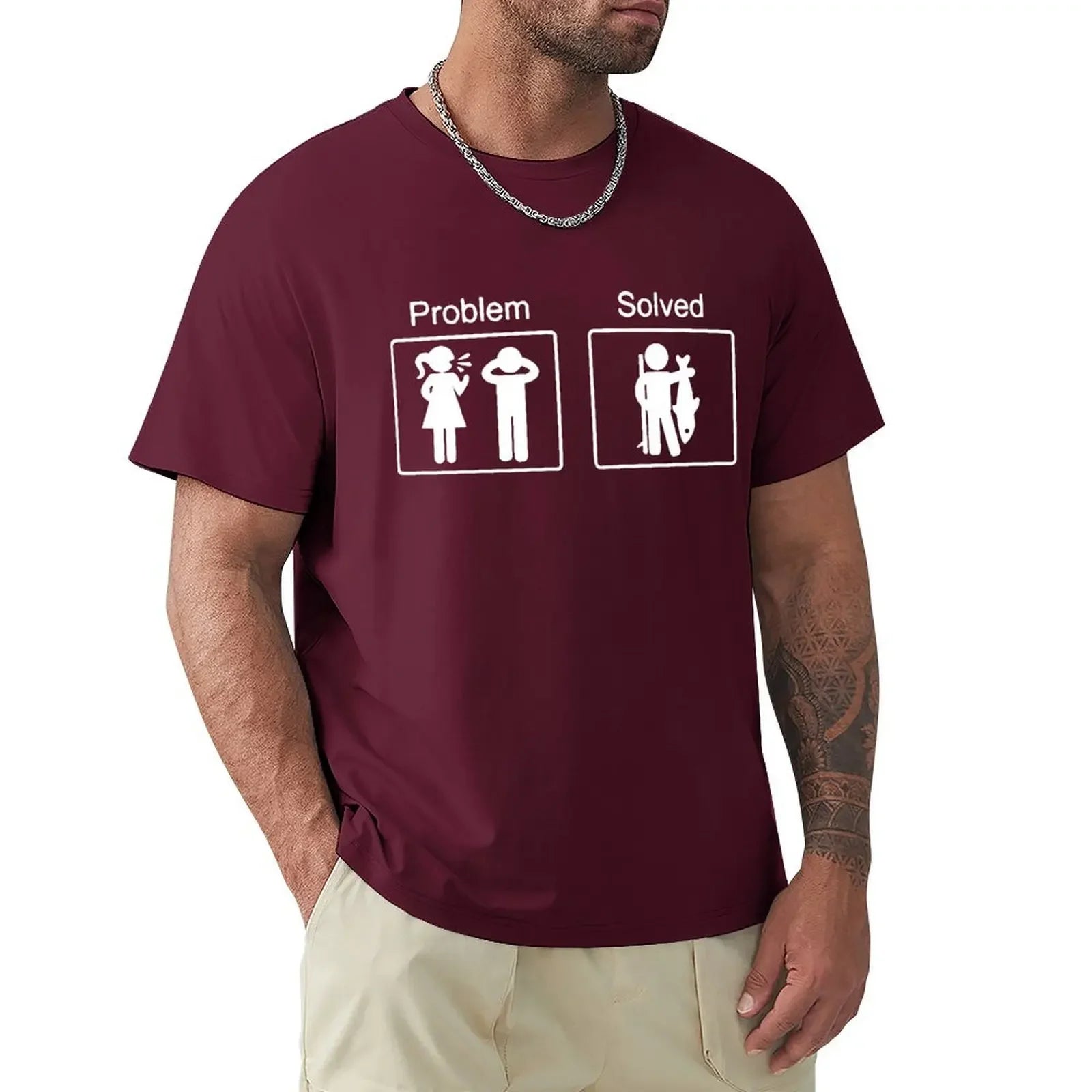 Funny Birthday Gifts Problem Solved T-shirt For Men Fishinger Fisherman Comedy Father Dad Cotton T Shirt Tshirt Summer Tops Tee