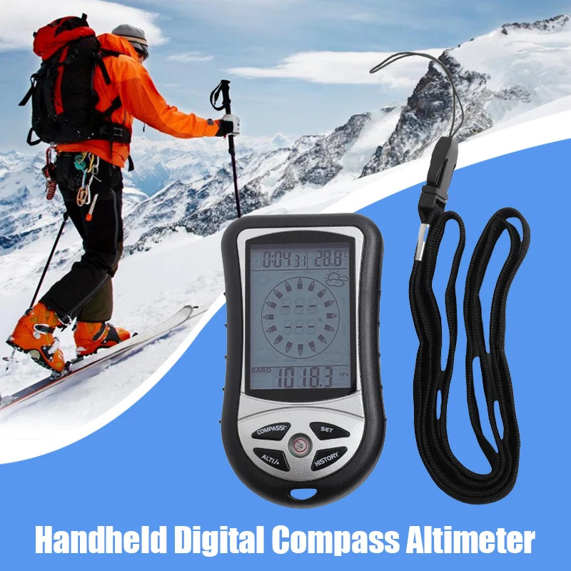 6-in-1 Outdoor Multifunction Digital Meter Handheld Altimeter/Barometer/Compass/Thermometer for Hiking Camping Portable  Design