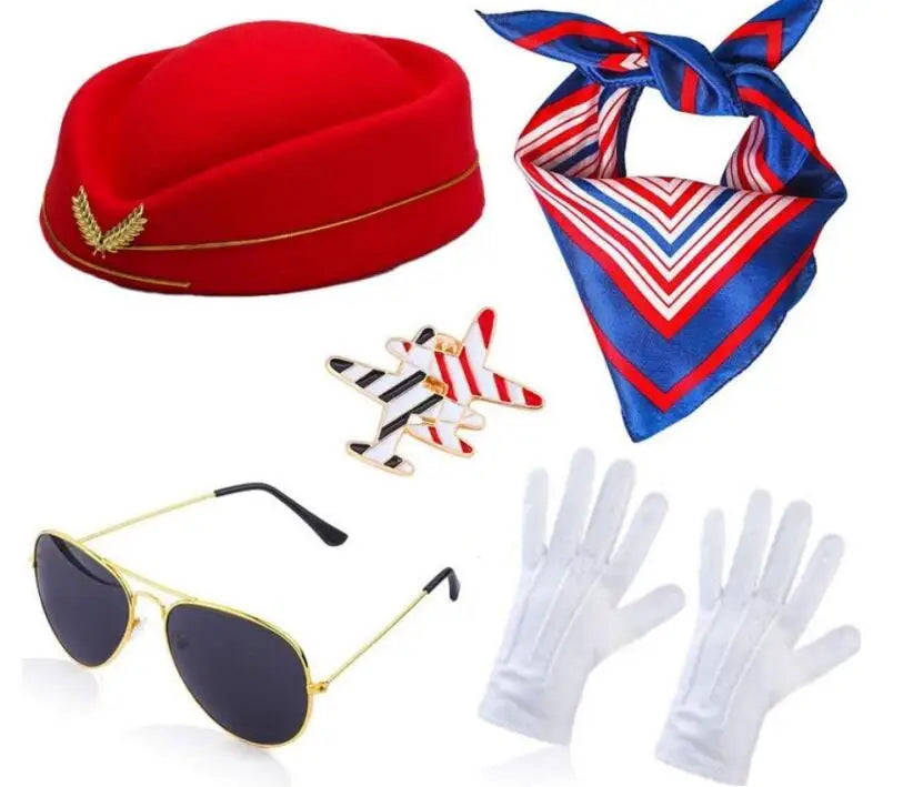 Airline Pilot Captain Costume Kit Pilot Dress Up Accessory Set with Aviator Sunglasses Larp Gangster Medieval Accessories
