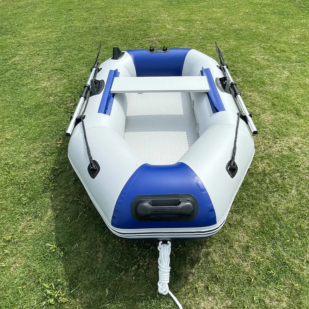 Inflatable Boat Raft Set, 1 Person Fishing Kayak, Force Rowing Canoe, Folding Dinghy with Free Accessories