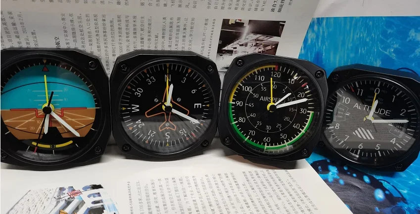 Aircraft Simulation Instrument Airspeed Meter Altimeter Clock Attitude Meter Heading Meter Alarm Clock