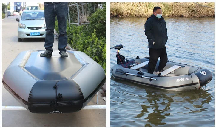New Grey Inflatable Boat for River Lake for Adult PVC Inflatable Boat with Air Deck 0.7mm Thickness Inflatable Fishing Raft