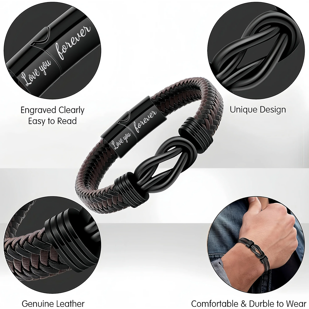 Valentine's Day Gifts for Him, Birthday Gifts for Man, To My Man Gift Bracelets for Man Leather Bracelets for Boyfriend Husband,