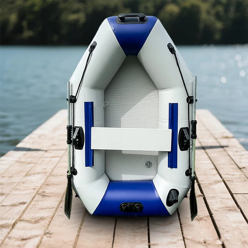 Inflatable Boat Raft Set, 1 Person Fishing Kayak, Force Rowing Canoe, Folding Dinghy with Free Accessories