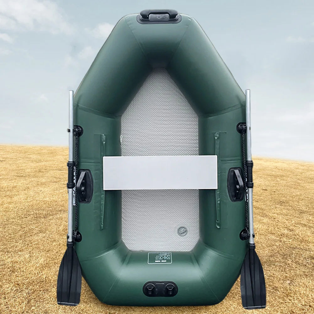 Inflatable Boat Raft Set, 1 Person Fishing Kayak, Force Rowing Canoe, Folding Dinghy with Free Accessories