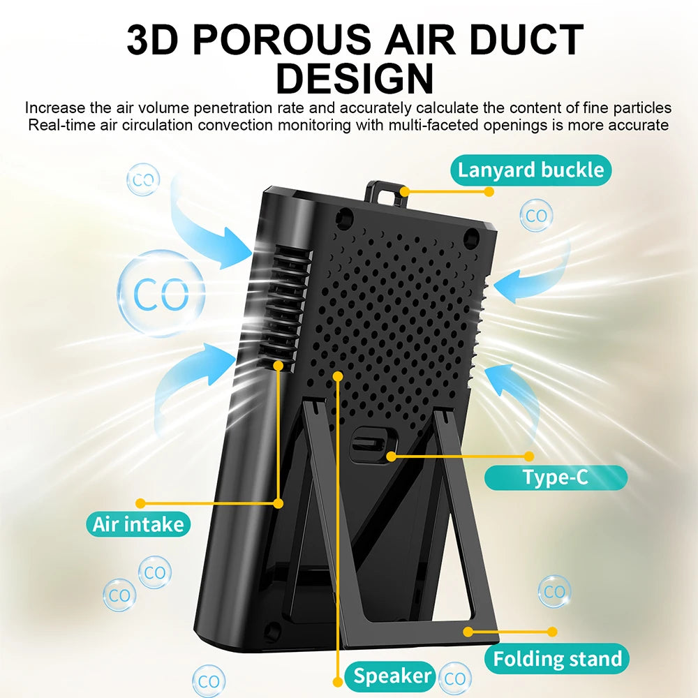 Portable Carbon Monoxide Detector Rechargeable Digital Carbon Monoxide Alarm Suitable for homes, garages and offices etc.
