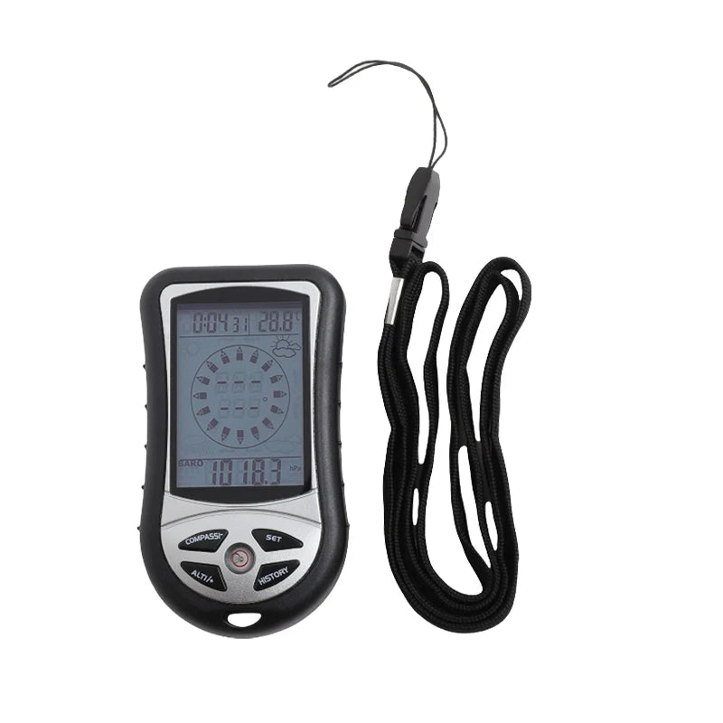 6-in-1 Outdoor Multifunction Digital Meter Handheld Altimeter/Barometer/Compass/Thermometer for Hiking Camping Portable  Design