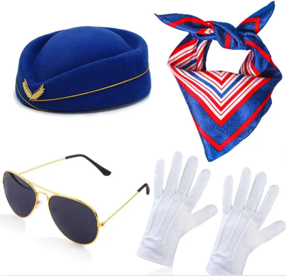 Airline Pilot Captain Costume Kit Pilot Dress Up Accessory Set with Aviator Sunglasses Larp Gangster Medieval Accessories