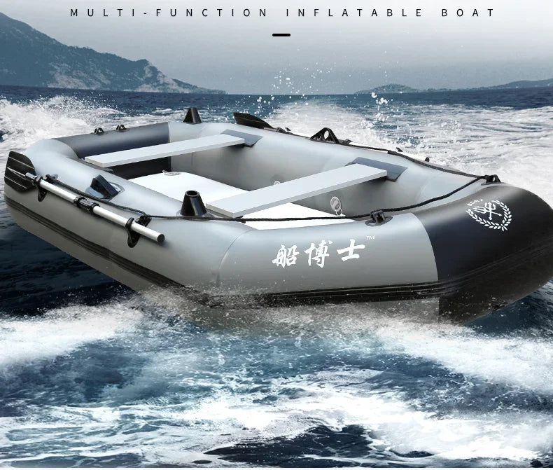 New Grey Inflatable Boat for River Lake for Adult PVC Inflatable Boat with Air Deck 0.7mm Thickness Inflatable Fishing Raft