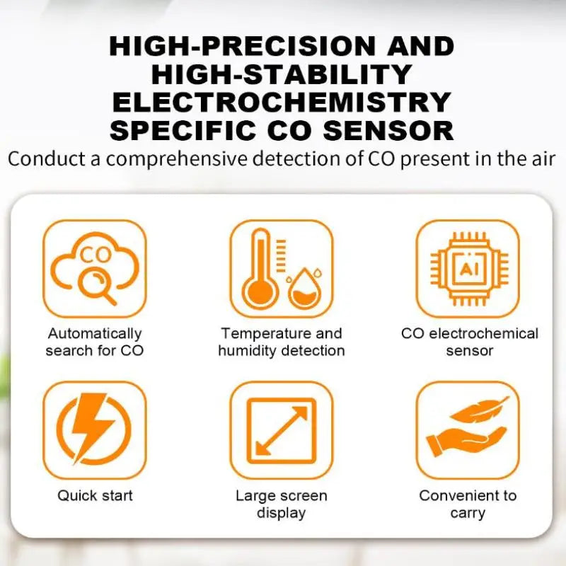 Advanced 3-in-1 Carbon Monoxide Detection Device; Portable and Perfect for Homes, Garages, Offices.