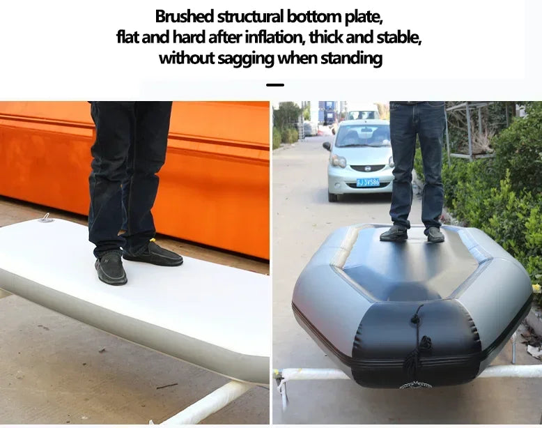 New Grey Inflatable Boat for River Lake for Adult PVC Inflatable Boat with Air Deck 0.7mm Thickness Inflatable Fishing Raft