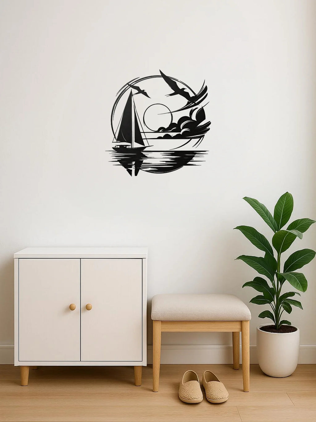 Nautical Home Gift Idea - Waterproof Sailboat Metal Wall Decoration for Modern Spaces