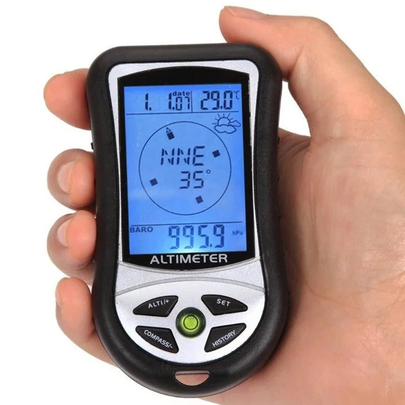 6-in-1 Outdoor Multifunction Digital Meter Handheld Altimeter/Barometer/Compass/Thermometer for Hiking Camping Portable  Design