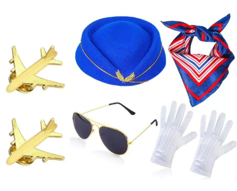 Airline Pilot Captain Costume Kit Pilot Dress Up Accessory Set with Aviator Sunglasses Larp Gangster Medieval Accessories