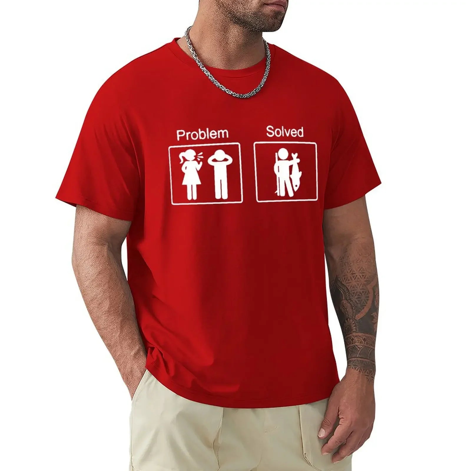 Funny Birthday Gifts Problem Solved T-shirt For Men Fishinger Fisherman Comedy Father Dad Cotton T Shirt Tshirt Summer Tops Tee