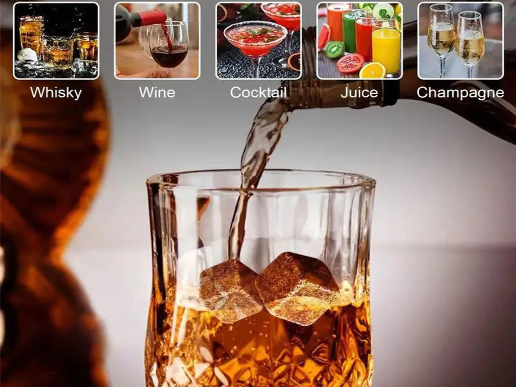 Christmas Valentine's Gift Whiskey Stones Glasses Set Granite Ice Cube For Whisky in Wooden Bottle Box Present For Dad Husband