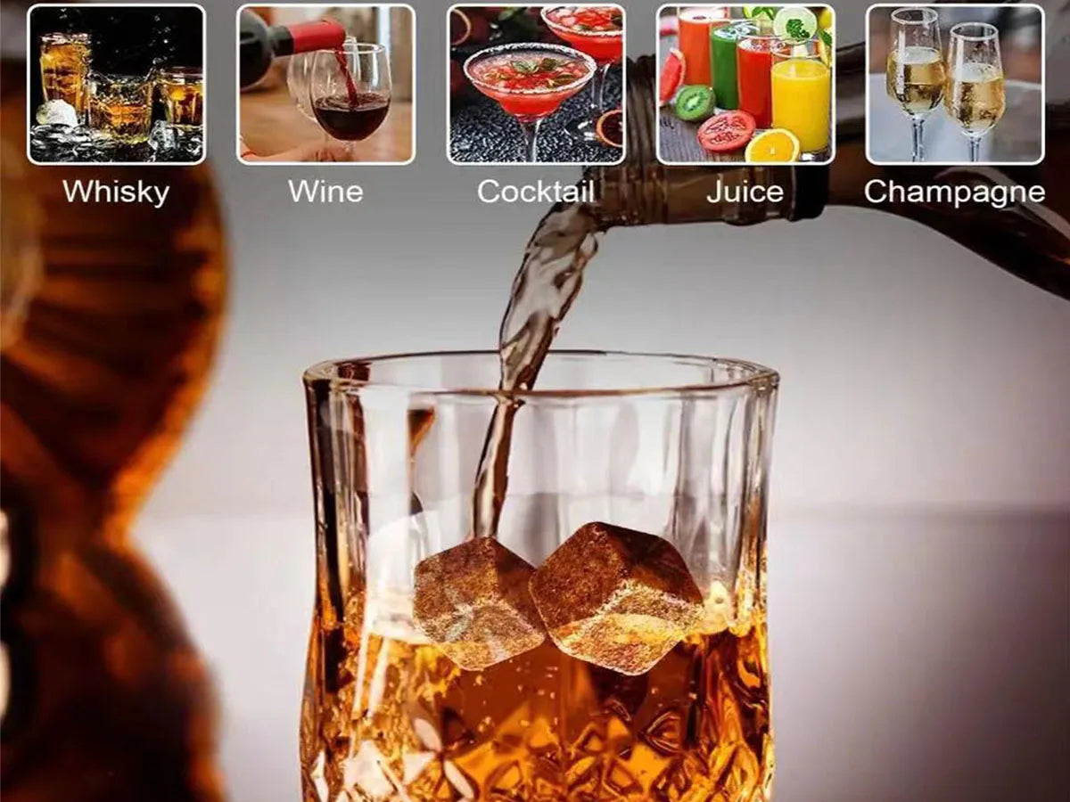 Christmas Valentine's Gift Whiskey Stones Glasses Set Granite Ice Cube For Whisky in Wooden Bottle Box Present For Dad Husband