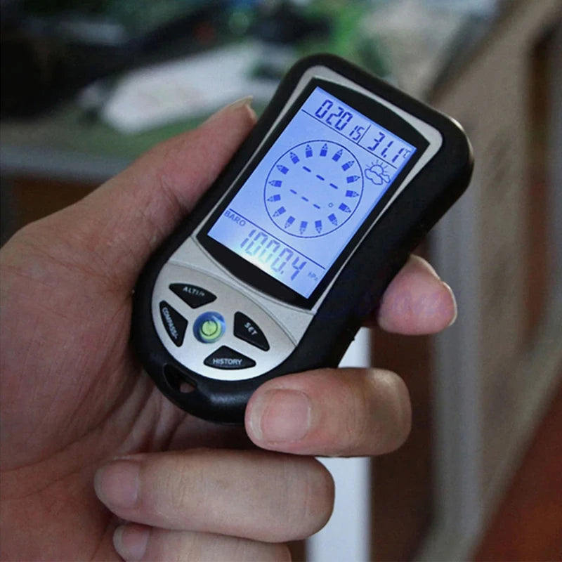 6-in-1 Outdoor Multifunction Digital Meter Handheld Altimeter/Barometer/Compass/Thermometer for Hiking Camping Portable  Design
