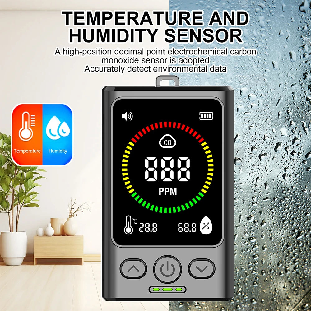 Portable Carbon Monoxide Detector Rechargeable Digital Carbon Monoxide Alarm Suitable for homes, garages and offices etc.