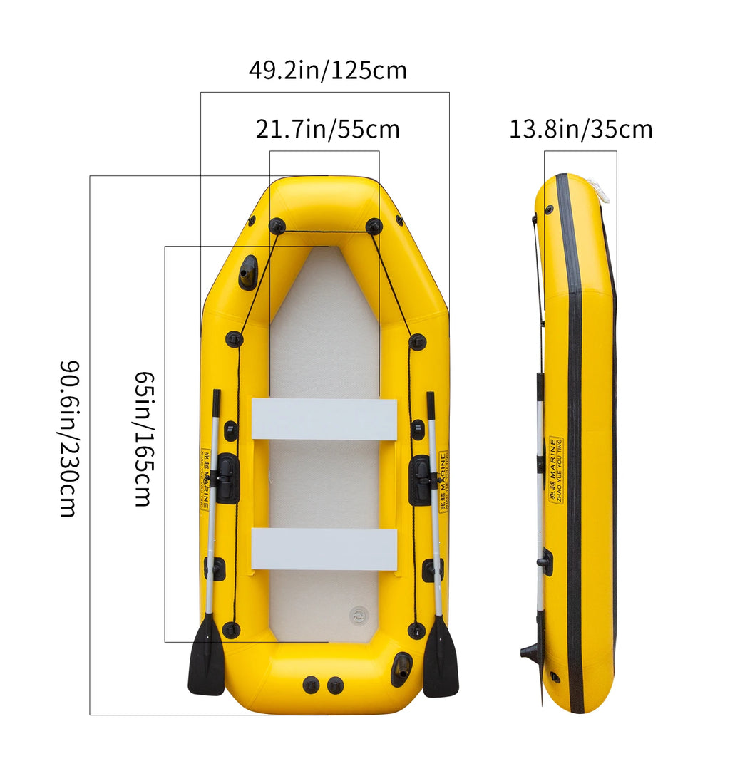 KOETSU Inflatable Kayak Fishing Boat: Bright Yellow 2-Person Drift Craft for Anglers