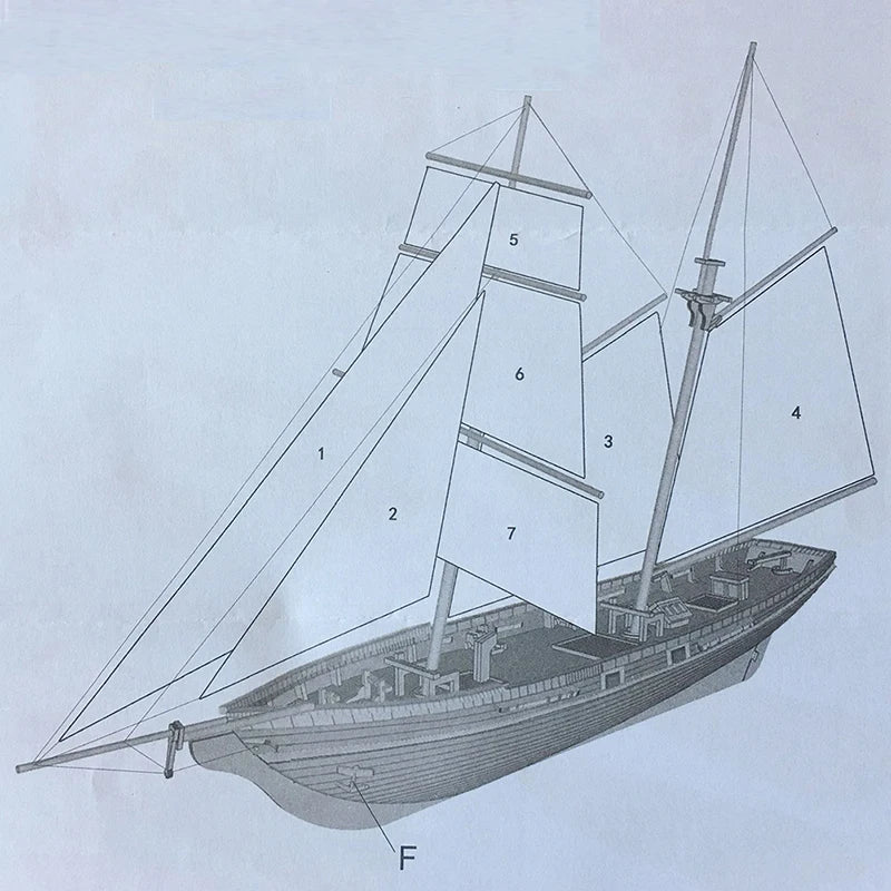 1:70 New Port Wooden Sailing Boat Model DIY Kit Ship Assembly Decoration Gift