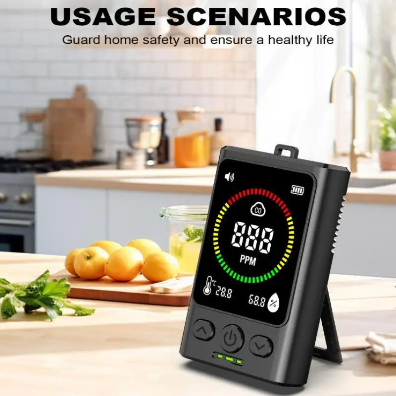 Advanced 3-in-1 Carbon Monoxide Detection Device; Portable and Perfect for Homes, Garages, Offices.