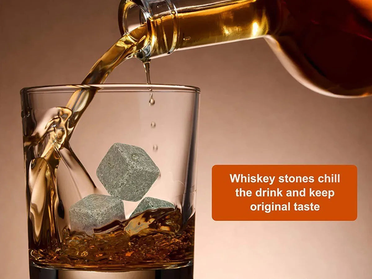 Christmas Valentine's Gift Whiskey Stones Glasses Set Granite Ice Cube For Whisky in Wooden Bottle Box Present For Dad Husband
