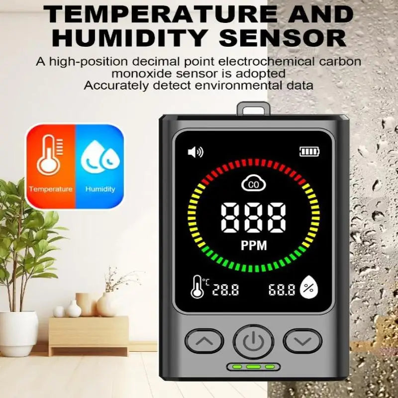 Advanced 3-in-1 Carbon Monoxide Detection Device; Portable and Perfect for Homes, Garages, Offices.