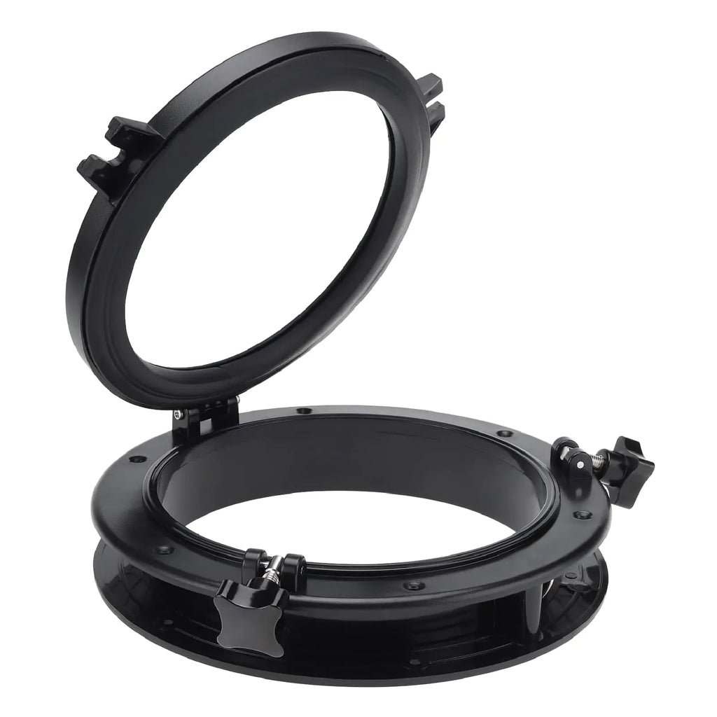 NovelBee Boat Yacht Round Opening Portlight Porthole8in Deck Hatch Porthole Window with Tempered Glass for Marine Boat Yacht RV (Black)