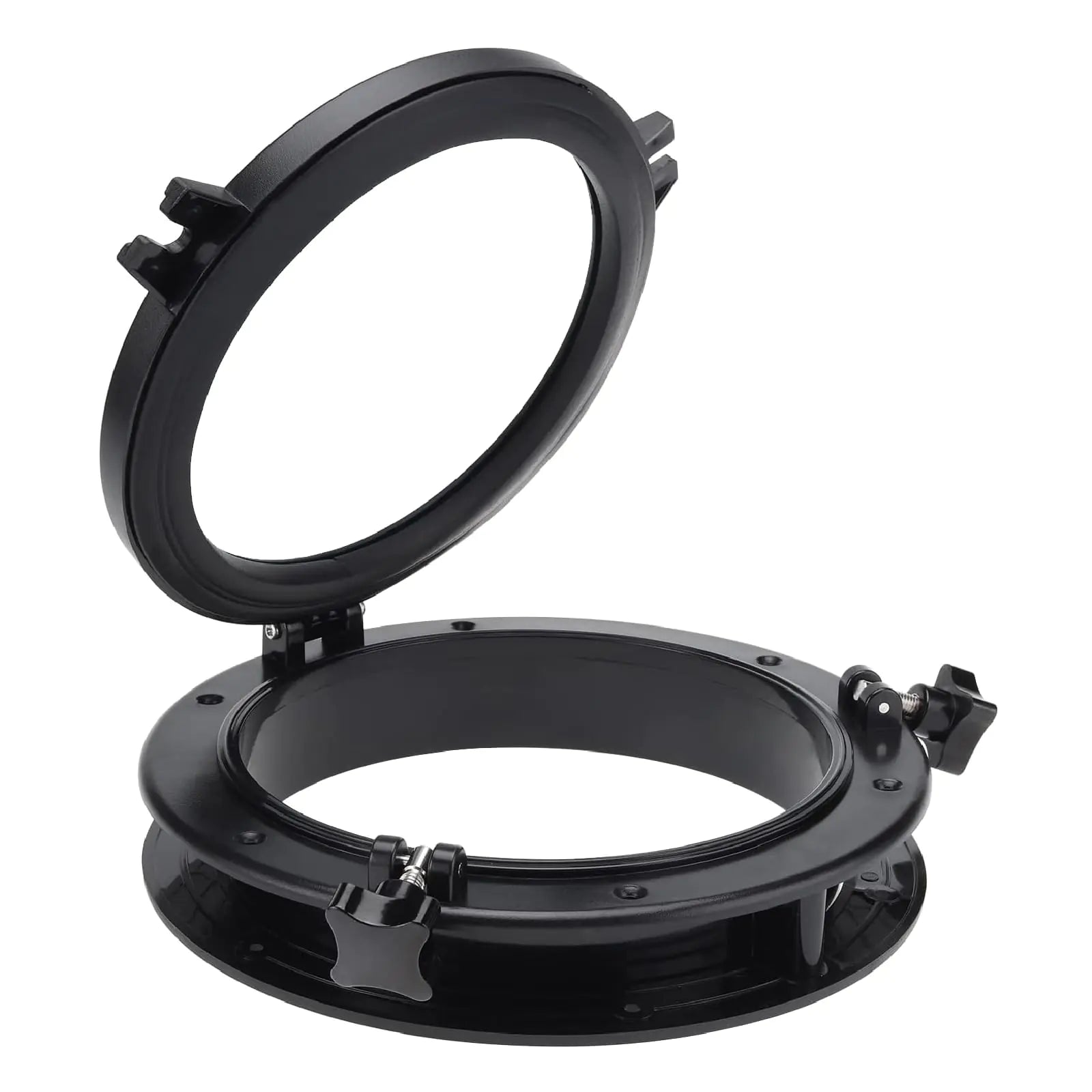 NovelBee Boat Yacht Round Opening Portlight Porthole8in Deck Hatch Porthole Window with Tempered Glass for Marine Boat Yacht RV (Black)