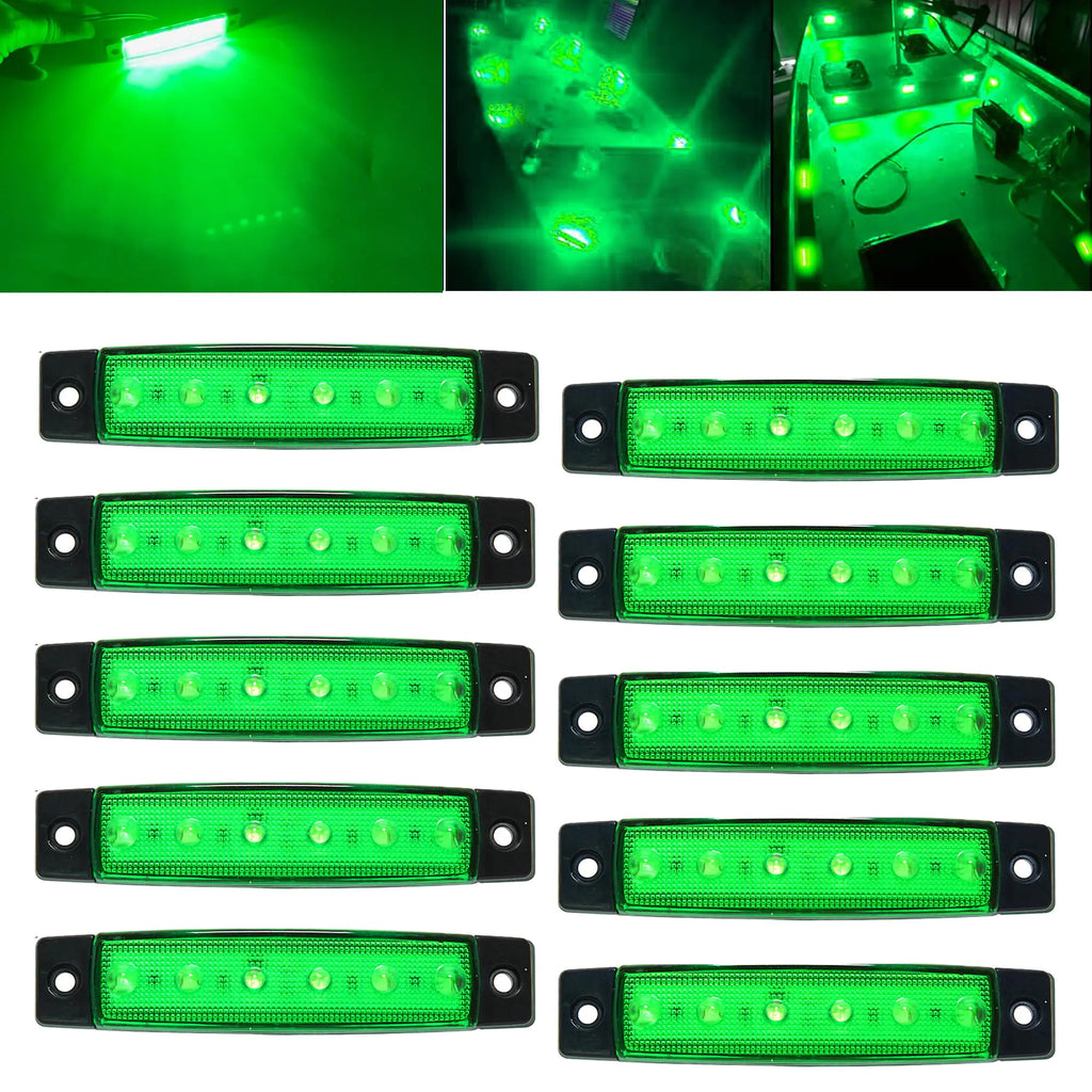 Green Boat Interior Lights 12V Marine Boat Lights Waterproof Boat Navigation Lights for Deck Courtesy Transom Cockpit Bow and Stern Kayak Yacht Fishing Pontoon Boat Sailboat Lights10Pcs