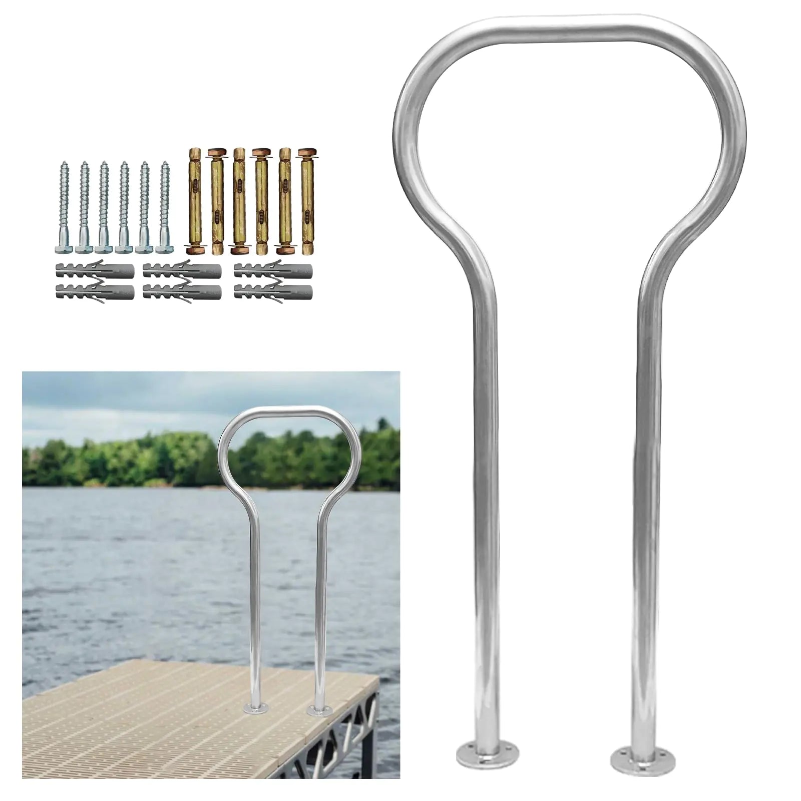 Boat Dock Boarding handrail Safety Grab bar/Hand Railing for Marina Dock Deck Boat hot tub(42.1" H)