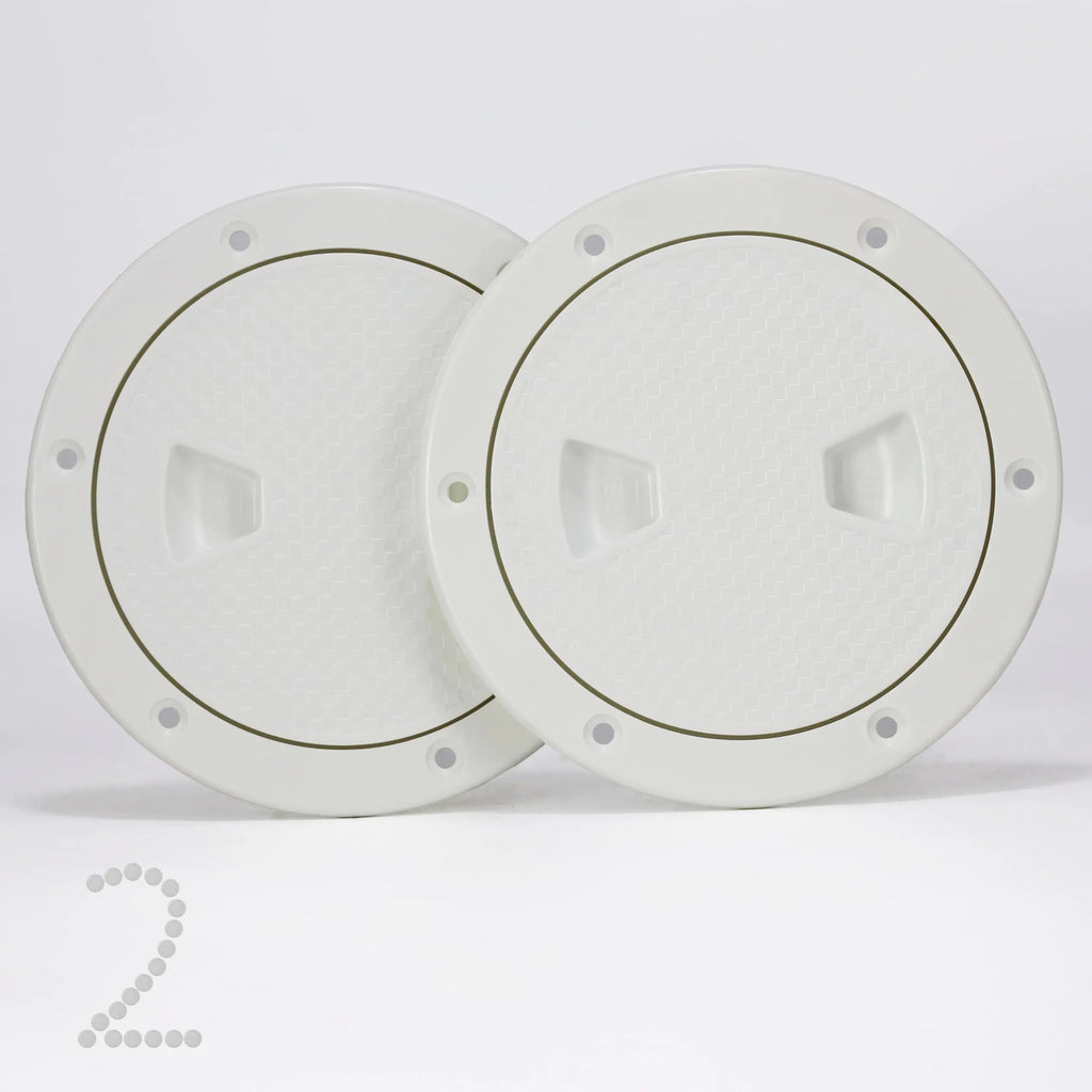 PLOOTA 2 Pcs 4" Round Marine Boat Deck Hatch Cover - Non-Slip Inspection Plate Access for Kayak Yacht - Detachable Water-Tight Lid Screws Included