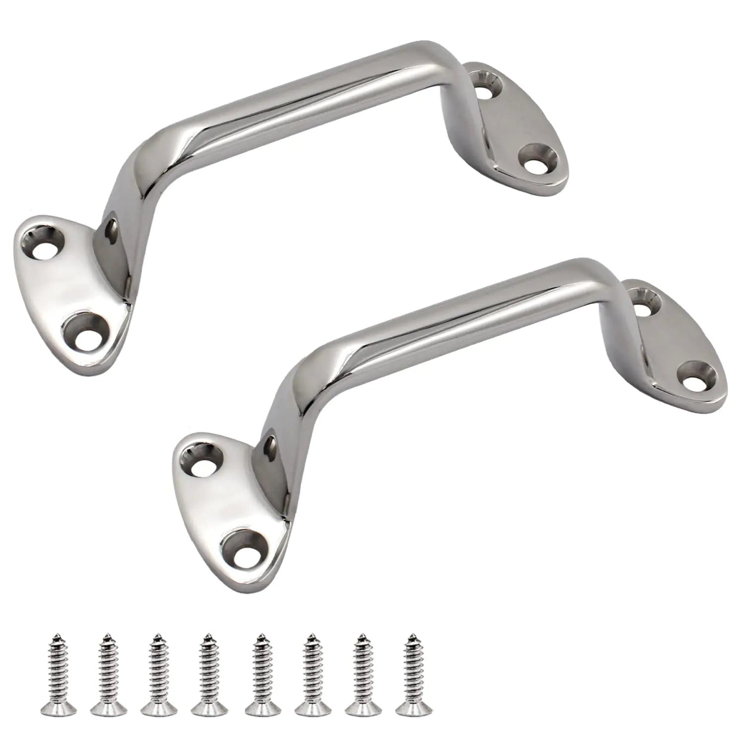 2 Pack 5.8 INCH (148MM) Solid 316 Stainless Steel Marine Grade Boat Grab Handle Polished Marine Heavy Duty Grab Bar Handrail W/Screws Boat Yacht Accessoies