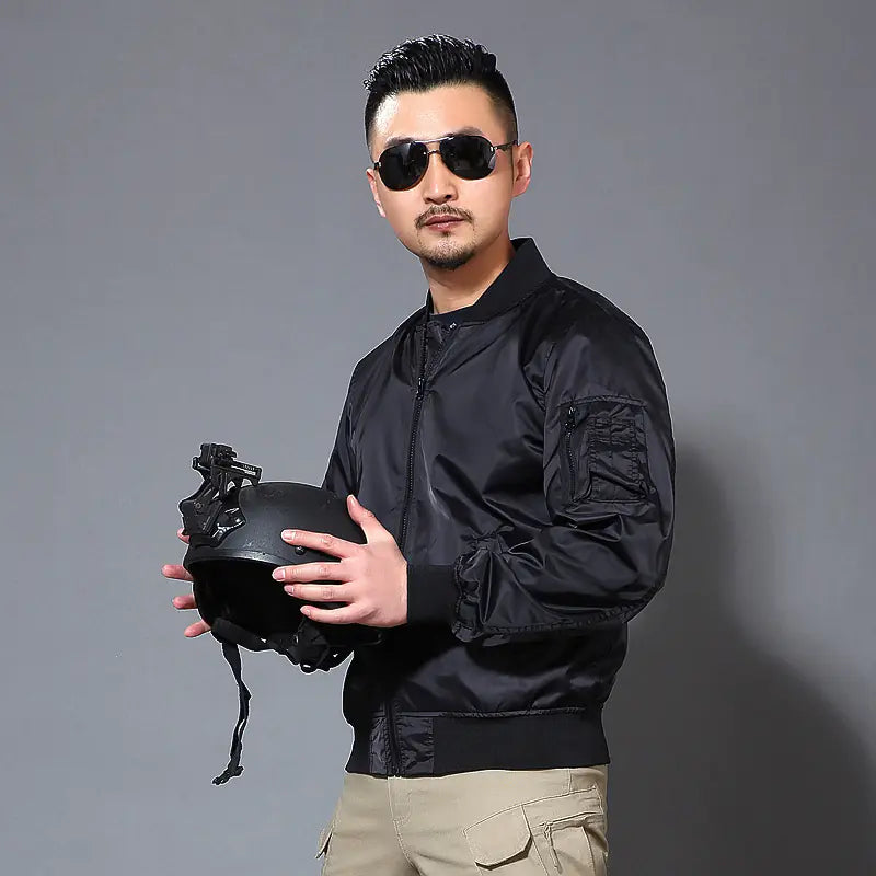 Men's Military Green Pilot Jacket - European Style