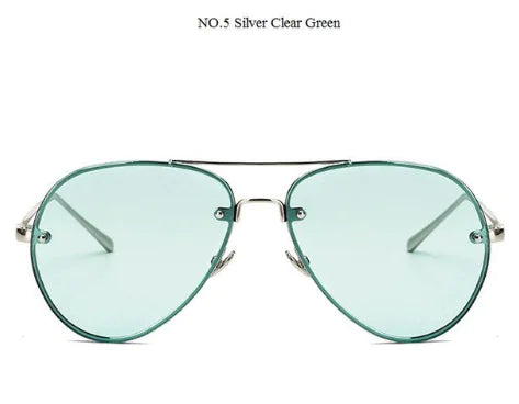 Trendy Women's Pilot Sunglasses with Ocean Lens